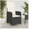 vidaXL Chaise inclinable de jardin avec coussins noir résine tressée