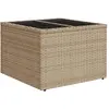 vidaXL Table de jardin dessus en verre beige 55x55x37cm résine tressée
