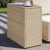 vidaXL Table d'appoint de jardin avec dessus en verre beige rotin
