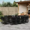 vidaXL Ensemble à manger de jardin 13 pcs coussins noir résine tressée