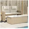 vidaXL Banc inclinable de jardin avec coussins beige résine tressée