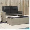 vidaXL Banc inclinable de jardin et coussins gris clair résine tressée