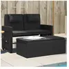 vidaXL Banc inclinable de jardin avec coussins noir résine tressée