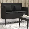vidaXL Banc de jardin avec coussins noir résine tressée