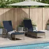 vidaXL Chaise longue avec coussin 2 pcs Gris 35 x 35 x 32cm Poly-Rotin