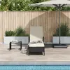 vidaXL Chaise Longue Noir et crème PE Rattan 157 x 55 x 92 cm