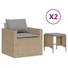 vidaXL Salon de jardin avec coussins 4 pcs beige résine tressée