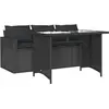 vidaXL Ensemble à manger de jardin coussins 2pcs noir résine tressée
