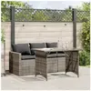 vidaXL Ensemble à manger de jardin et coussins 2 pcs gris rotin
