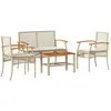vidaXL Salon de jardin avec coussins 4 pcs beige résine tressée