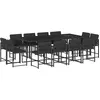 vidaXL Ensemble à manger de jardin 13 pcs coussins noir résine tressée