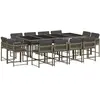 vidaXL Ensemble à manger de jardin coussins 13 pcs gris résine tressée