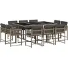 vidaXL Ensemble à manger de jardin 11pcs avec coussins gris poly rotin