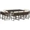 vidaXL Ensemble à manger de jardin et coussins 11 pcs marron rotin