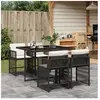 vidaXL Ensemble à manger de jardin coussins 5pcs Noir Résine tressée