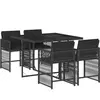 vidaXL Ensemble à manger de jardin coussins 5pcs Noir Résine tressée