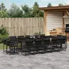 vidaXL Ensemble à manger de jardin 15 pcs coussins noir résine tressée
