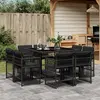 vidaXL Ensemble à manger de jardin 9pcs coussins noir résine tressée