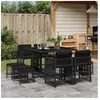 vidaXL Ensemble à manger de jardin 9pcs coussins noir résine tressée