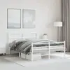 Vidaxl cadre de lit métal sans matelas et pied de lit blanc 135x190 cm