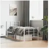 vidaXL Cadre de lit métal avec tête de lit/pied de lit blanc 75x190 cm