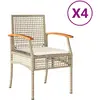 vidaXL Chaises de jardin coussins lot de 4 beige résine tressée acacia