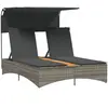 vidaXL Chaise longue double et auvent et coussins gris résine tressée