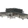 vidaXL Salon de jardin d'angle avec coussins 3 pcs gris résine tressée