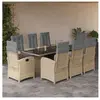 vidaXL Ensemble à manger de jardin et coussins 9 pcs mélange beige