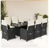 vidaXL Ensemble à manger de jardin 9pcs coussins noir résine tressée