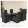 vidaXL Ensemble à manger de jardin coussins 7pcs Noir Résine tressée
