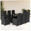 vidaXL Ensemble à manger de jardin 9pcs coussins noir résine tressée