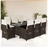 vidaXL Ensemble à manger de jardin et coussins 9 pcs marron poly rotin