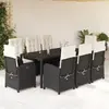vidaXL Ensemble à manger de jardin 9pcs coussins noir résine tressée