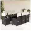 vidaXL Ensemble à manger de jardin 9pcs coussins noir résine tressée