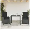 vidaXL Ensemble à manger de jardin avec coussins 3 pcs Noir