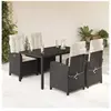 vidaXL Ensemble à manger de jardin coussins 5pcs Noir Résine tressée