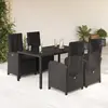 vidaXL Ensemble à manger de jardin coussins 5pcs Noir Résine tressée