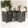 vidaXL Ensemble à manger de jardin coussins 5pcs Noir Résine tressée