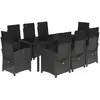 vidaXL Ensemble à manger de jardin 9pcs coussins noir résine tressée