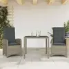 vidaXL Ensemble à manger de jardin 3 pcs coussins gris résine tressée