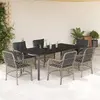 vidaXL Ensemble à manger de jardin et coussins 7 pcs gris clair rotin