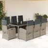 vidaXL Ensemble à manger de jardin 9 pcs coussins gris résine tressée