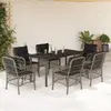 vidaXL Ensemble à manger de jardin et coussins 7 pcs gris rotin