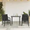 vidaXL Ensemble de bistro 3 pcs avec coussins noir résine tressée