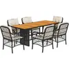 vidaXL Ensemble à manger de jardin coussins 7pcs Noir Résine tressée