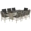 vidaXL Ensemble à manger de jardin et coussins 9 pcs gris clair rotin