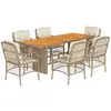 vidaXL Ensemble à manger de jardin et coussins 7 pcs beige poly rotin