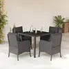 vidaXL Ensemble à manger de jardin coussins 5pcs Noir Résine tressée