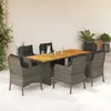 vidaXL Ensemble à manger de jardin et coussins 7 pcs gris rotin